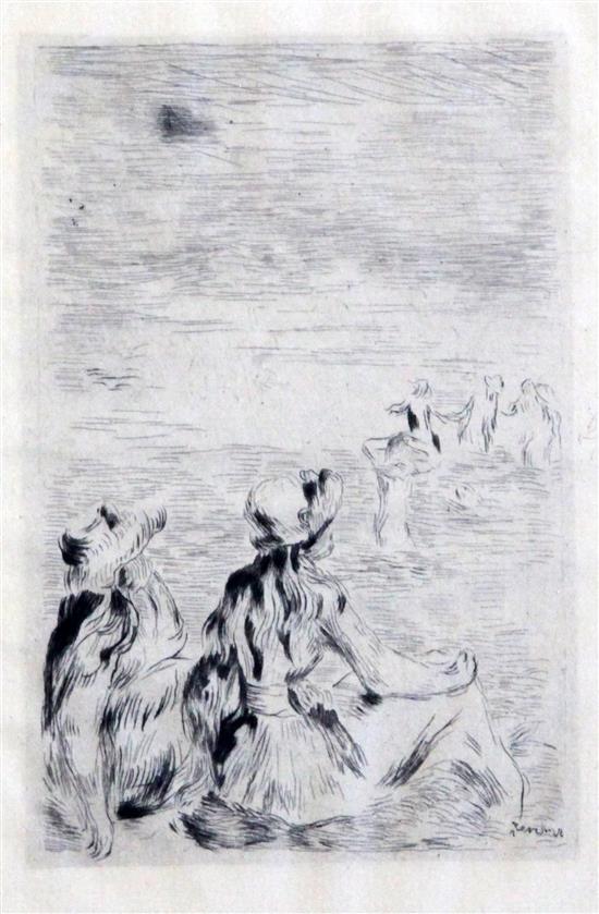 After Pierre Lacoste Renoir Sur La Plage 32 x 24cm